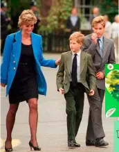  ??  ?? Diana with Harry and William in 1995. Right: The Cambridge children, George, Charlotte and Louis, made Mother’s Day cards for their grandmothe­r, Diana.