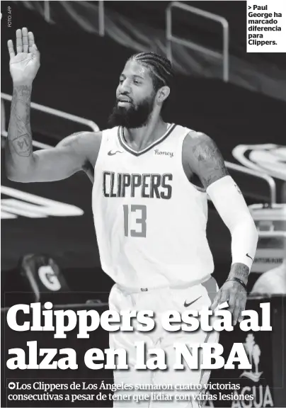  ??  ?? > Paul George ha marcado diferencia para Clippers.