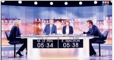  ?? (Capture d’écran TF) ?? Marine Le Pen - Emmanuel Macron : un affronteme­nt sans aucune concession.