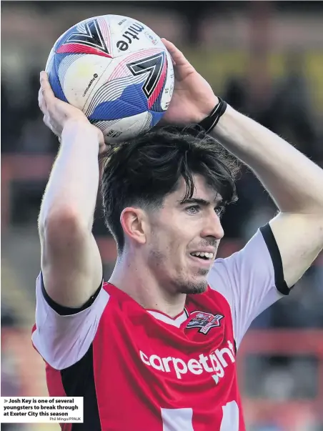  ?? Phil Mingo/PPAUK ?? > Josh Key is one of several youngsters to break through at Exeter City this season