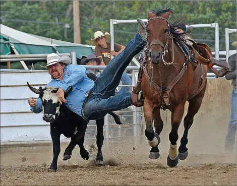  ?? SCOTT ANDERSON/SOUTHWEST BOOSTER ?? Val Marie’s Riley Hayes placed second in Steer Wrestling at the Kyle Community Rodeo.