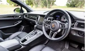  ??  ?? Above: It may be an SUV, but Ingrid still rates the Macan as a proper Porsche. Typically well appointed interior is a fine place to be. Important for a daily driver