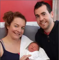  ??  ?? Baby Conor Walsh, Coolree, Barntown, with parents Eleanor and Ciaran Walsh.