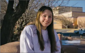  ?? MICHAEL TASHJI/Taos News ?? High school sophomore Elviria Encinias on campus at Northern New Mexico College in Española.