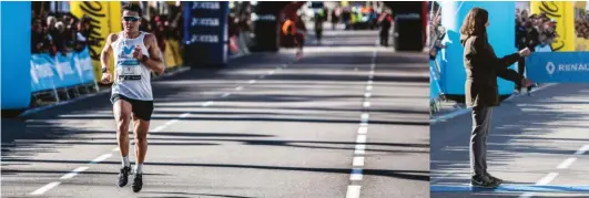  ??  ?? El legendario triatleta Javier Gómez Noya, tercer español en la línea de meta con un tiempo de 1:07:54.