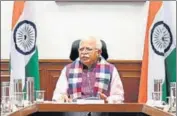  ?? HT PHOTO ?? Haryana chief minister Manohar Lal Khattar presides over a state cabinet meeting in Chandigarh on Thursday.