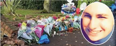  ??  ?? ●●Tributes at the scene of the crash in Bramhall which killed 16-year-old Kyle Hudson, inset