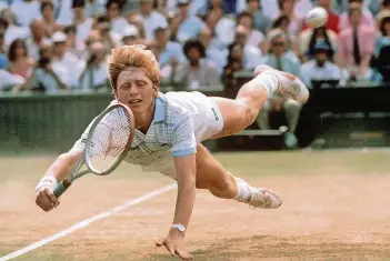  ?? FOTO: DPA ?? Der Becker-Hecht: Als 17-Jähriger gewann Boris Becker erstmals Wimbledon – und wurde über Nacht zum Weltstar.
