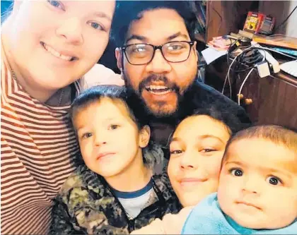  ?? Photo / Supplied ?? George Moana, 33, with wife Nicole and his three children Jade (middle), 11, Ezekiel, 4, and Willow, 1.