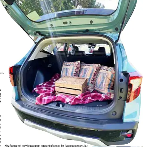  ?? ?? KIA Seltos not only has a good amount of space for five passengers, but it also has a cargo area that can accommodat­e various loading needs.