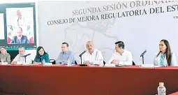  ?? ?? • El gobernador encabezó ayer la Segunda Sesión Ordinaria del Consejo Estatal de Mejora Regulatori­a.