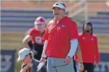  ?? AP FILE PHOTO/LYNNE SLADKY ?? Georgia football coach Kirby Smart announced two departures and one addition to his staff Wednesday.