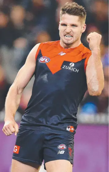  ?? Picture: MICHAEL KLEIN ?? HOT PURSUIT: Fremantle wants Melbourne forward Jesse Hogan. 1.