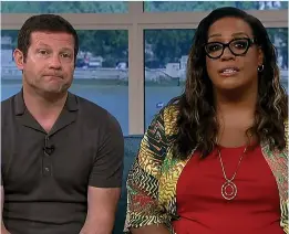  ?? ?? Happy to be here…Dermot and Alison on yesterday’s This Morning