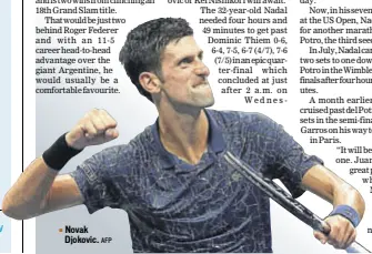  ?? AFP ?? Novak Djokovic.