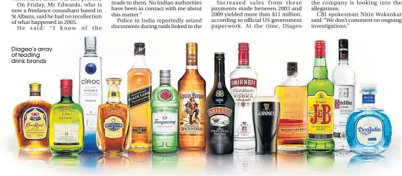  ??  ?? Diageo’s array of leading drink brands