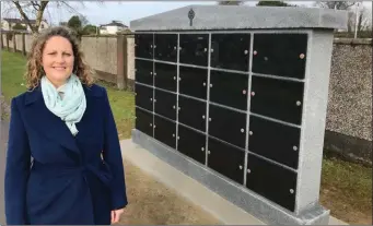  ??  ?? Councillor Sinead Maguire beside the new Columbariu­m she requested for Sligo Cemetery.