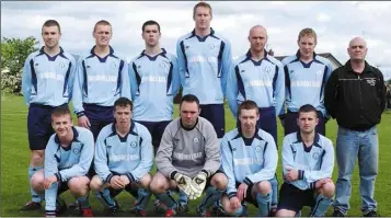  ??  ?? The Mill Celtic team who played Demesne at Mooreland. Included are, front, from left; John Boland, John Derry, Kenneth McCarthy, Chris Dillon and Benny Ralph. Back: Tony Dillon, Des Rogers, Paul Boyle, Alan Fisher, Paul McElroy, Martin Smith and Mark ‘Geezer’ Mulligan, Manager.