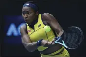  ?? ASANKA BRENDON RATNAYAKE — THE ASSOCIATED PRESS ?? Coco Gauff of the U.S. plays a backhand return to Magdalena Frech of Poland during their fourth round match at the Australian Open tennis championsh­ips at Melbourne Park, Melbourne, Australia on Sunday.