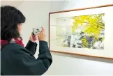  ?? ?? A visitor captures a photo of an art work at Zhuqiao Art Gallery. — Ti Gong