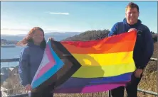  ?? ?? Chairman Phill Dexter and secretary Anna Gregory flying the flag for Oban Pride.