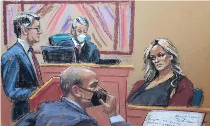  ?? Photograph: Jane Rosenberg/Reuters ?? Stormy Daniels is questioned by prosecutor Robert Sobelman during the criminal trial of former attorney Michael Avenatti in Manhattan.