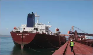  ?? Picture: BRIAN INGPEN ?? ONCE THE BIGGEST: The 342-metre ore carrier Berge Stahl during her only call at Saldanha Bay in December 2006. The 31-year-old vessel is still trading.