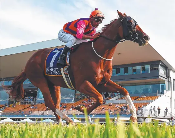  ?? Picture: AAP IMAGE ?? Someday wins the Listed Bernboroug­h Handicap in December to maintain his unbeaten record over the 1600m trip at Doomben.