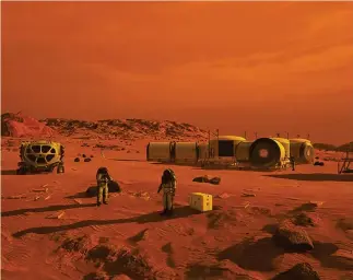  ??  ?? Missioni future. La Nasa ha provato a immaginare come sarà il primo insediamen­to umano su Marte