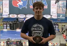  ?? COURTESY OF JEFF WINCHESTER ?? Twin Valley’s Ean Winchester finishes fourth at 220pounds in the 16U freestyle bracket at the USA Wrestling/U.S. Marine Corps Junior and 16U National Championsh­ips