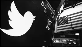  ?? PHOTO: REUTERS ?? But unlike the much-larger Facebook, Twitter has failed to attract enough in advertisin­g revenue to earn profit