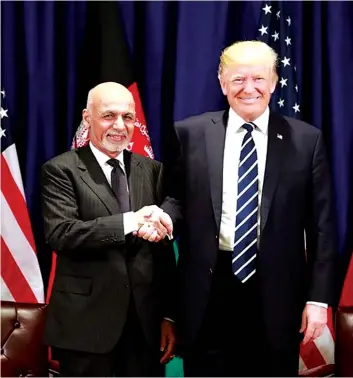  ?? DR ?? Presidente afegão, Ashraf Ghani (à esquerda), num dos encontros com o homólogo norte-americano