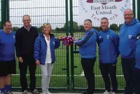  ??  ?? Cllr Sharon Tolan at the opening of AWP at East Meath Utd FC which received €100,000 in the 2015 Sports Capital Grant. The club secured €45,000 this year