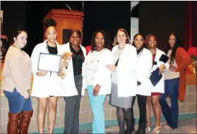  ?? SUBMITTED PHOTO ?? A few of the 50high school students who received their very first white lab coats as they continue to explore the field of health care.