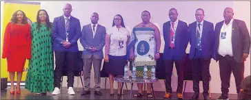  ?? ?? Minister of Labour and Social Security Phila Buthelezi (in traditiona­l regalia) with guest speakers of the annual Labour Law Seminar and CMAC Executive Board.