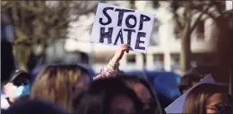  ?? Erik Trautmann / Hearst Connecticu­t Media ?? The number of reported Connecticu­t hate- crime incidents increased from 65 in 2019 to 128 last year, according to the Anti- Defamation League.