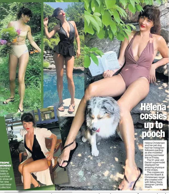  ??  ?? TROPIC WONDER Stunning Helena basks in sunshine to show off her new swimwear collection