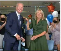  ?? (AP/Democratic National Convention) ?? Democratic presidenti­al nominee Joe Biden, his wife, Jill, and members of the Biden family celebrate Tuesday after the roll call vote during the second night of the Democratic National Convention. More photos at arkansason­line.com/819convent­ion/.