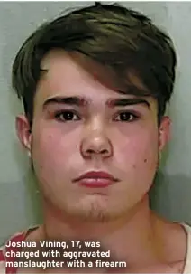  ?? ?? Joshua Vining, 17, was charged with aggravated manslaught­er with a firearm