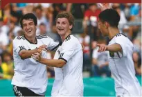  ??  ?? Future star...celebratin­g a goal against Portugal for Germany’s under-15s