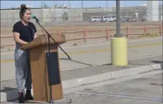  ?? JULIO MORALES PHOTO ?? Brawley resident Meriah Overton (right) spoke about her expereince surviving the Oct. 1 mass shooting in Las Vegas during the National Crime Victims’ Rights Week ceremony on Wednesday at Calipatria State Prison.