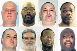  ?? Arkansas Department of Correction ?? JASON McGEHEE, bottom left, has been granted a temporary reprieve. Those still set to die this month are, clockwise from top left, Don Davis, Stacey Johnson, Jack Jones, Ledell Lee, Marcel Williams, Kenneth Williams and Bruce Ward.