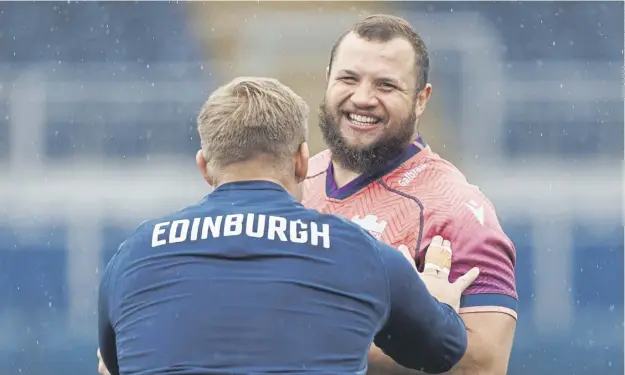  ?? ?? Pierre Schoeman suffered a concussion injury during an Edinburgh training session on Tuesday when he bumped his head on someone’s knee