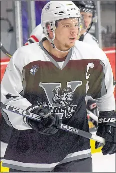  ??  ?? Cameron Allaby is looking forward to the next chapter in his life – a career in policing. The 19-year-old defenceman for the Valley Wildcats will begin training for the RCMP next May in Regina, Sask.
