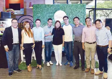  ??  ?? Tom Rodriguez (fourth from right) with (from left) marketing head Luis Velasco, senior brand manager Jo Ann Ingalla, network and business developmen­t head Leila Acosta, Sam YG, GM Joan Aquino, HR head Tony Wenceslao, operations manager Mark San Joaquin...