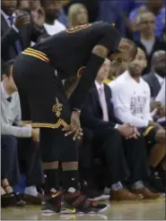  ?? MARCIO JOSE SANCHEZ — ASSOCIATED PRESS ?? LeBron James reacts during the second half of Game 5 of the NBA Finals June 12 in Oakland, Calif.