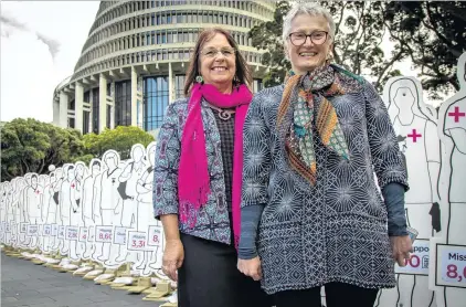  ?? PHOTO: YESWECARE.NZ ?? Determined to make a change . . . Life Matters Suicide Prevention Trust member Denise Kent (left) and trust chairwoman Corinda Taylor, both of Dunedin, stand outside Parliament in Wellington after speaking to a select committee about the need for an...