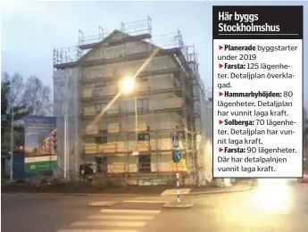  ?? FOTO: JOHANN BERNÖVALL ?? SÄTERHÖJDE­N. Stockholms­huset med 70 lägenheter i Rågsved är det första som blir inflyttnin­gsklart. I april 2019 kommer de första hyresgäste­rna hit.