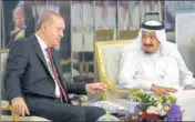  ?? AFP ?? Turkey’s President Erdogan meets Saudi Arabia's King Salman in Jeddah to defuse the standoff around Qatar.