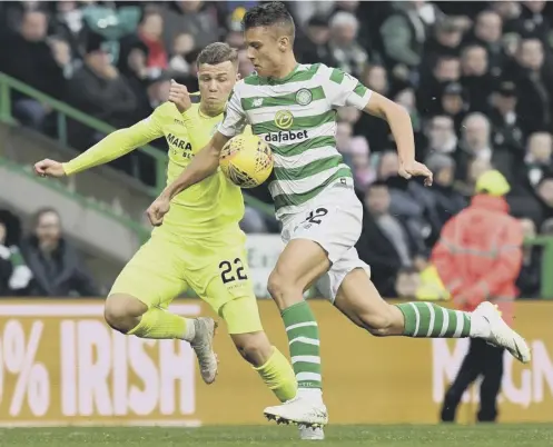  ??  ?? 0 Filip Benkovic, in action against Hibernian on Saturday, is eager to add to the European experience he gained with Dinamo Zagreb.